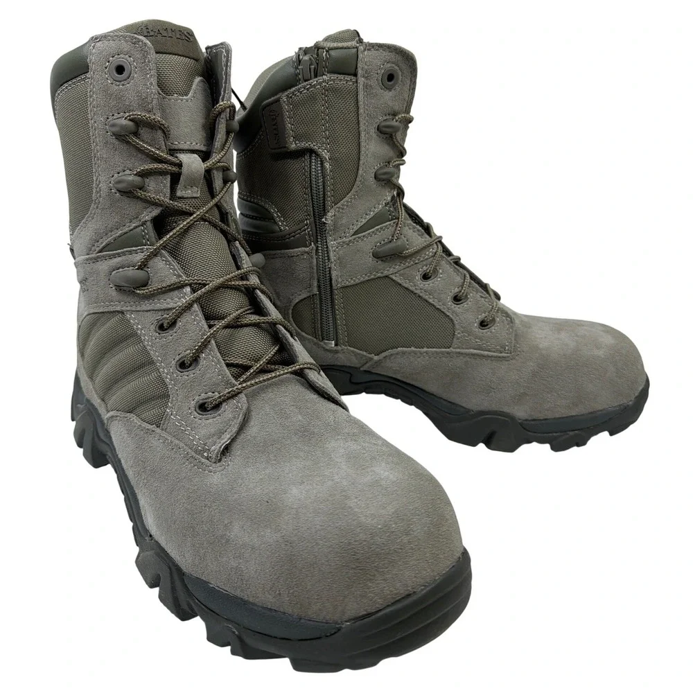 Bates GX-8 Composite Toe Men 9.5 XW Sage Green Side Zip Work Boots NWO'T